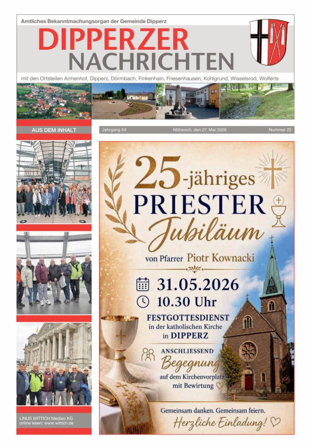 Dipperzer Nachrichten Titelblatt 22/2026