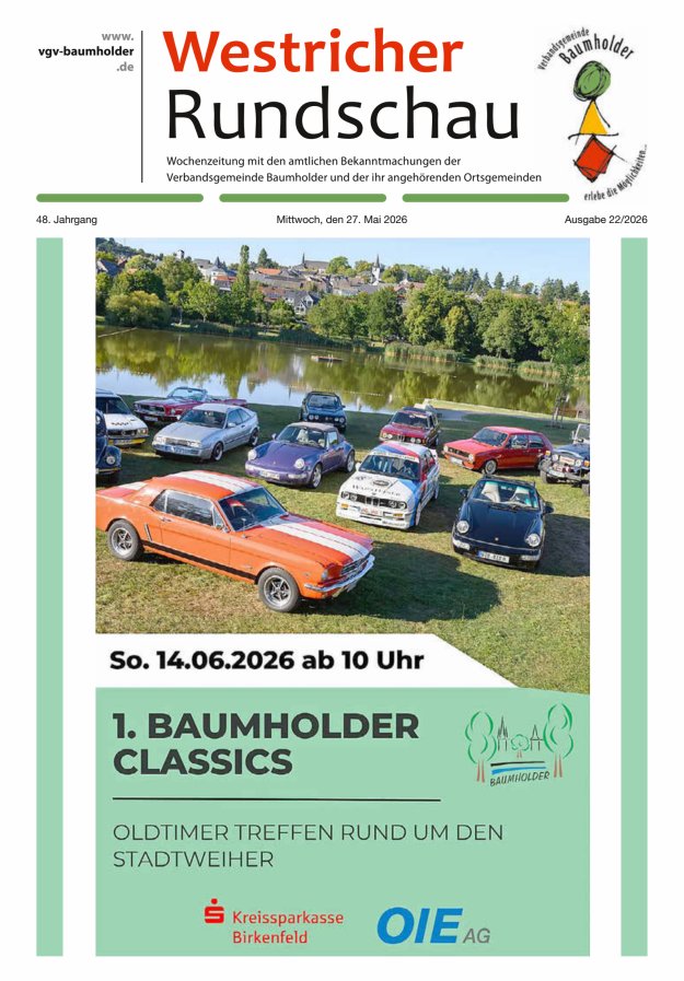 Westricher Rundschau VG Baumholder Titelblatt 22/2026