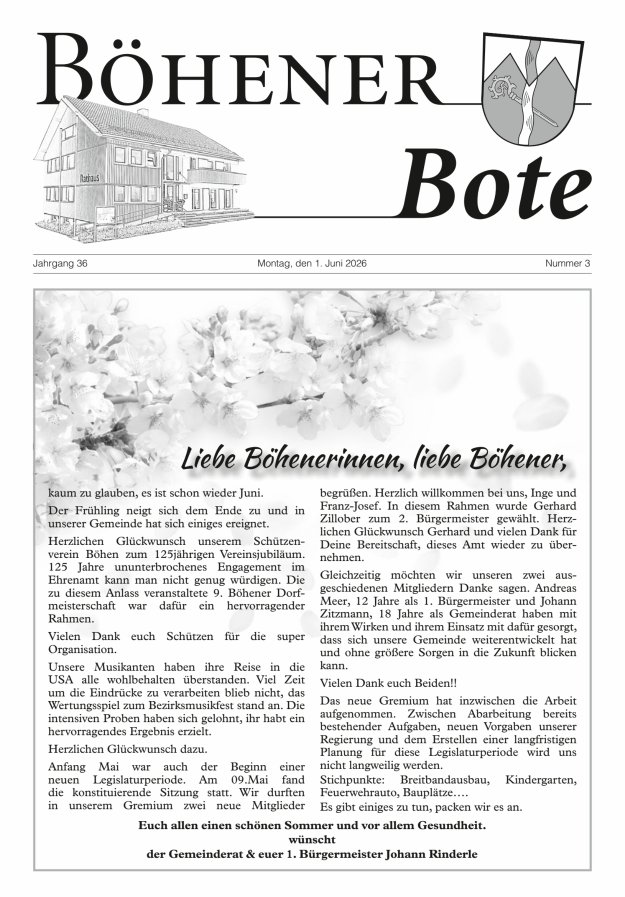Böhener Bote Titelblatt 03/2026