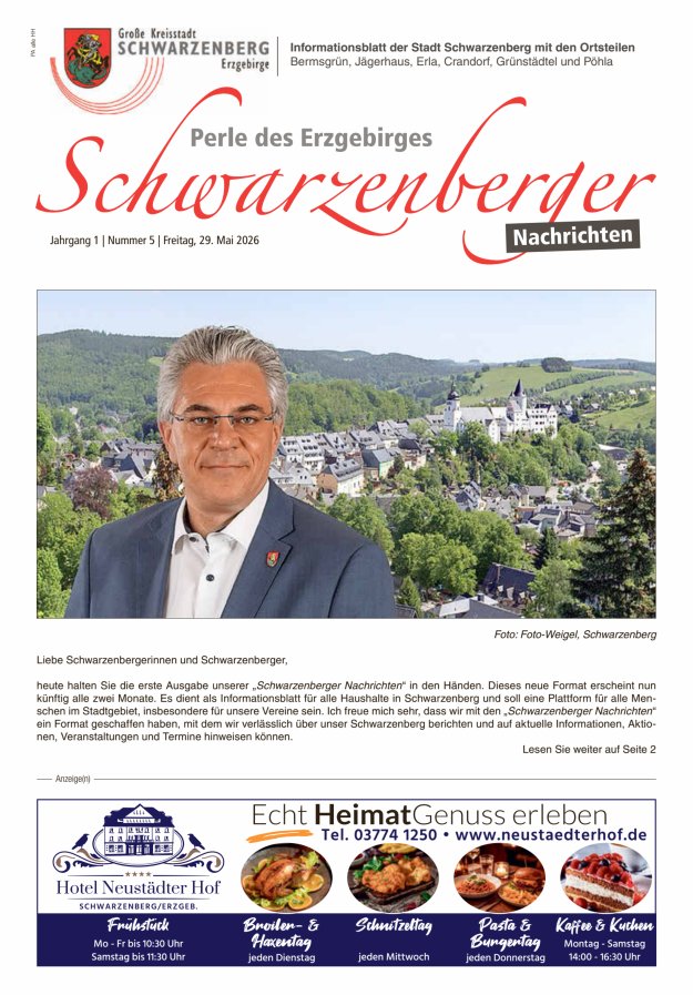 Informationsblatt der Stadt Schwarzenberg mit den OT  Titelblatt 05/2026