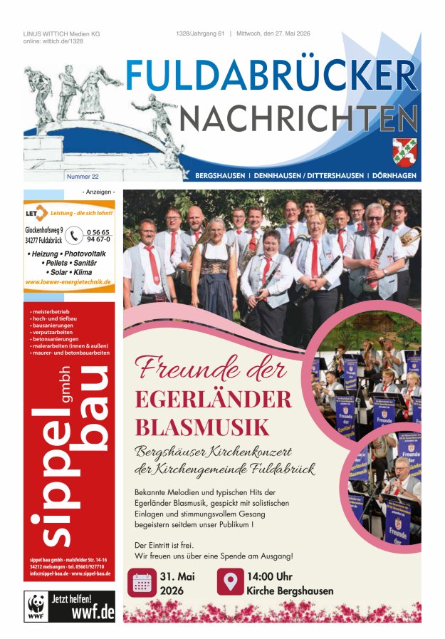 Fuldabrücker Nachrichten Titelblatt 22/2026