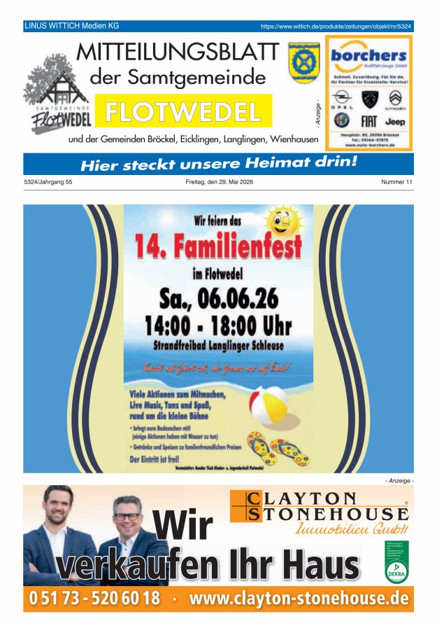 Mitteilungsblatt der Samtgemeinde Flotwedel Titelblatt 11/2026