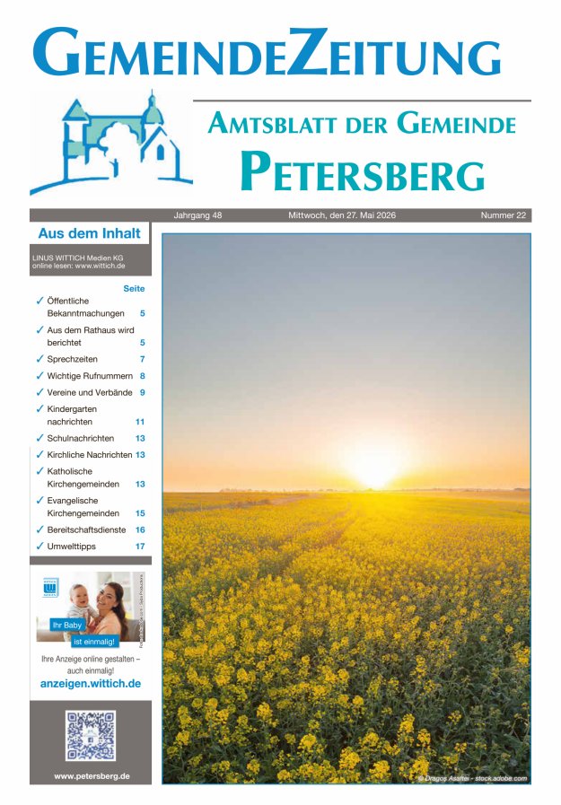 Amtsblatt Blickpunkt Petersberg Titelblatt 22/2026