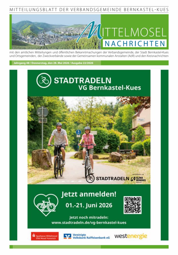 Mittelmosel-Nachrichten VG Bernkastel-Kues Titelblatt 22/2026