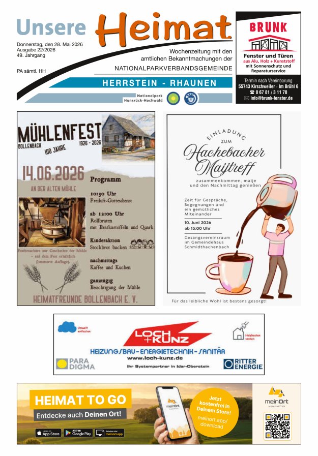 Unsere Heimat VG Herrstein-Rhaunen Titelblatt 22/2026