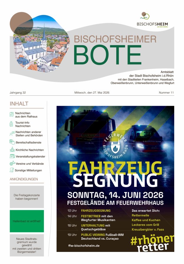 Bischofsheimer Bote Titelblatt 11/2026