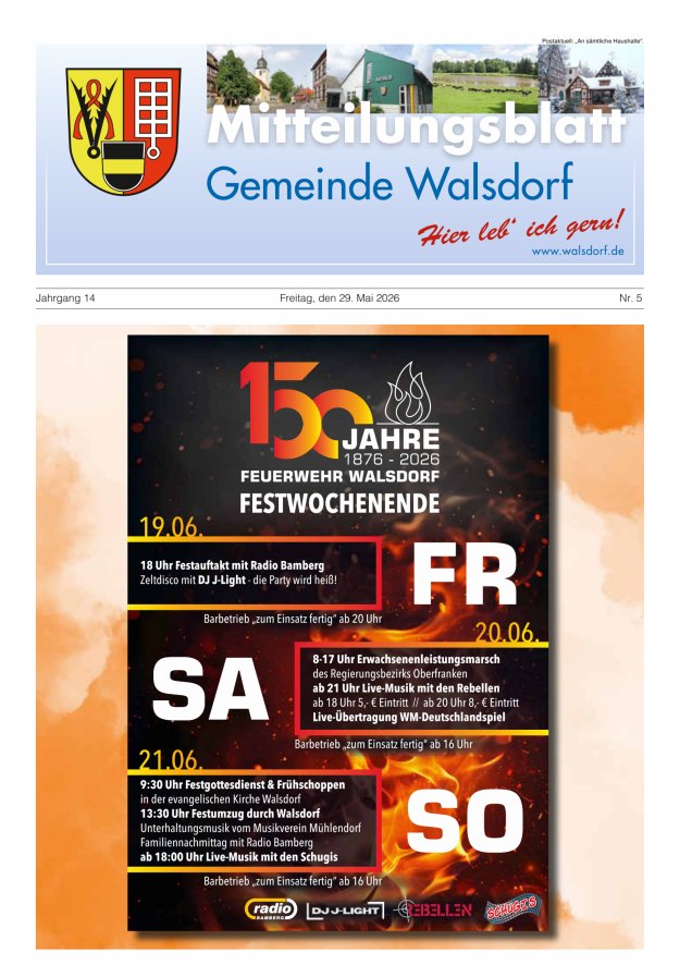 Mitteilungsblatt Gemeinde Walsdorf Titelblatt 05/2026
