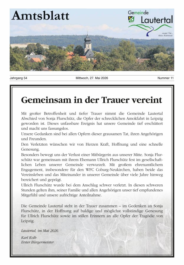 Amtsblatt der Gemeinde Lautertal Titelblatt 11/2026