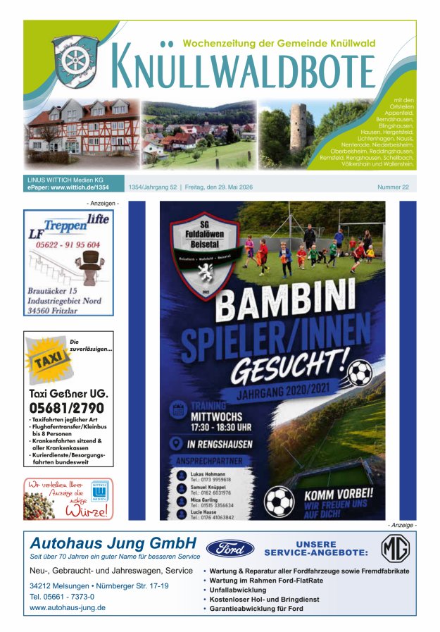 Knüllwaldbote Titelblatt 22/2026