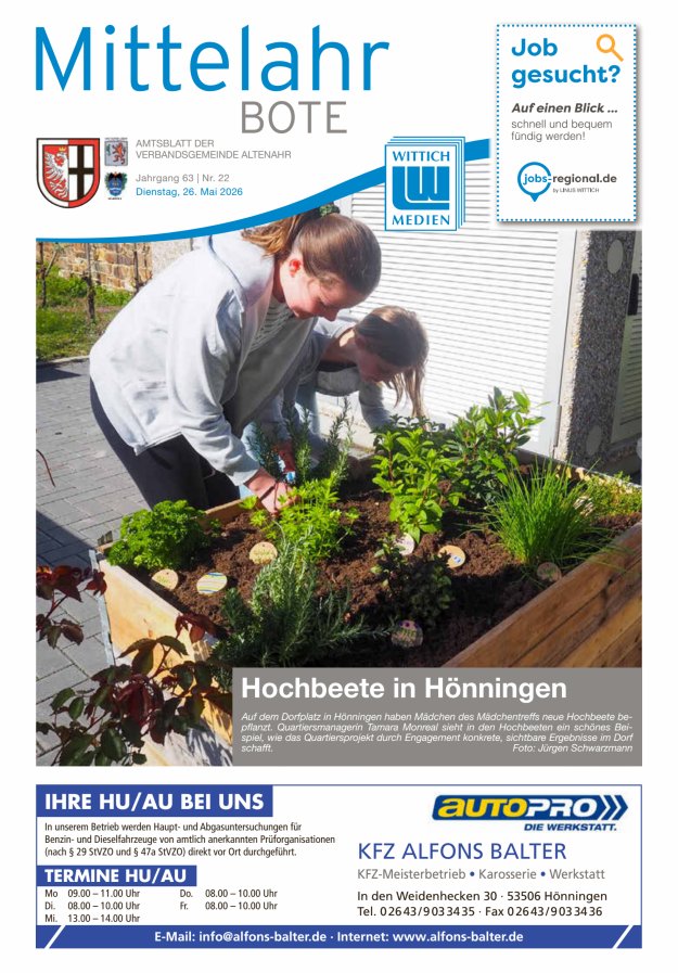 Mittelahr Bote Titelblatt 22/2026