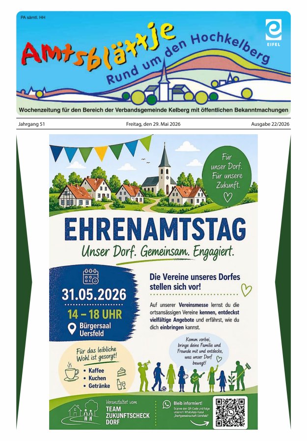 Amtsblättje - Rund um den Hochkelberg Titelblatt 22/2026