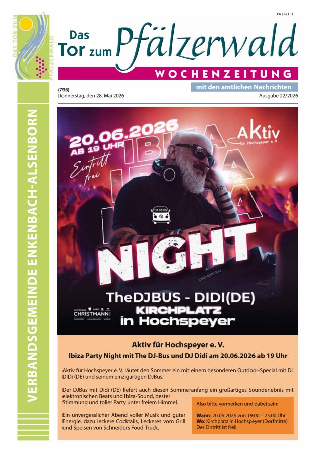 Das Tor zum Pfälzer Wald - VG Enkenbach-Alsenborn Titelblatt 22/2026
