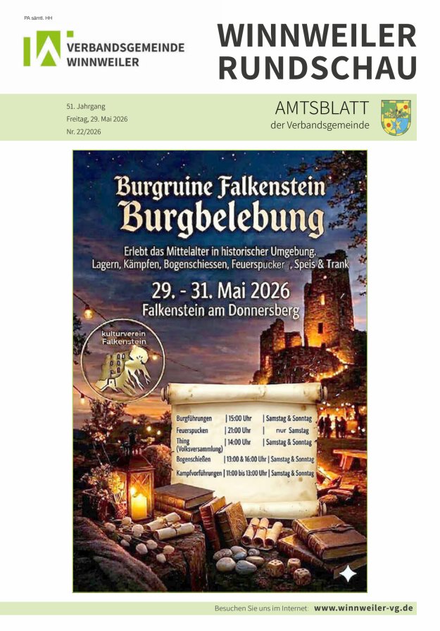 Winnweiler Rundschau Titelblatt 22/2026