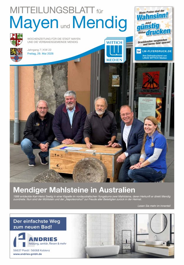Mitteilungsblatt für Mayen und Mendig Titelblatt 22/2026