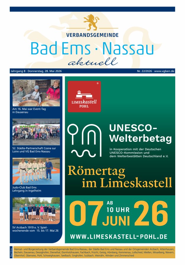 Bad Ems-Nassau aktuell Ausgabe Bad Ems Titelblatt 22/2026