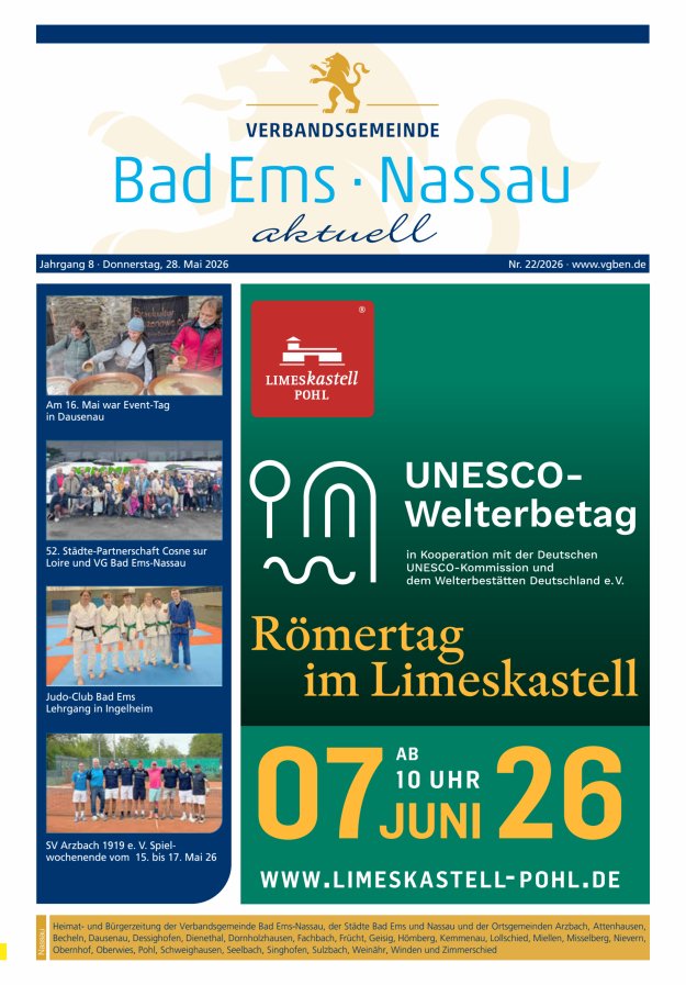 Bad Ems-Nassau aktuell Ausgabe Nassau Titelblatt 21/2026