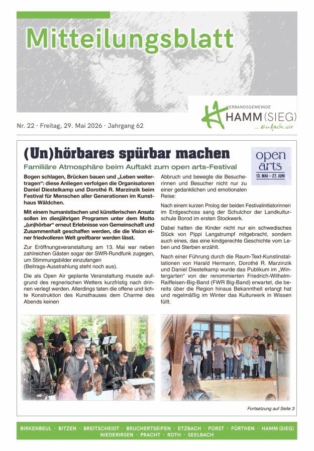 Mitteilungsblatt Hamm (Sieg) Titelblatt 22/2026