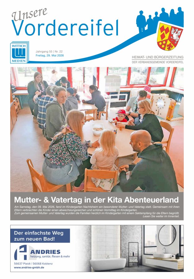 Mitteilungsblatt Vordereifel - Heimat- u Bürgerzeitung der VG Vordereifel Titelblatt 22/2026