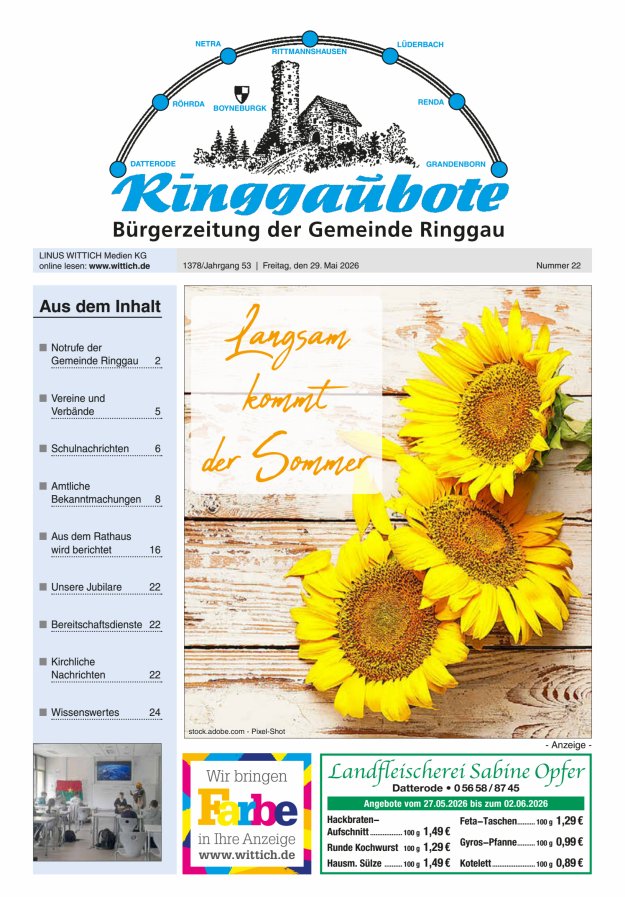 Ringgaubote Titelblatt 22/2026