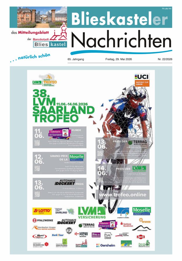Blieskasteler Nachrichten  Titelblatt 22/2026