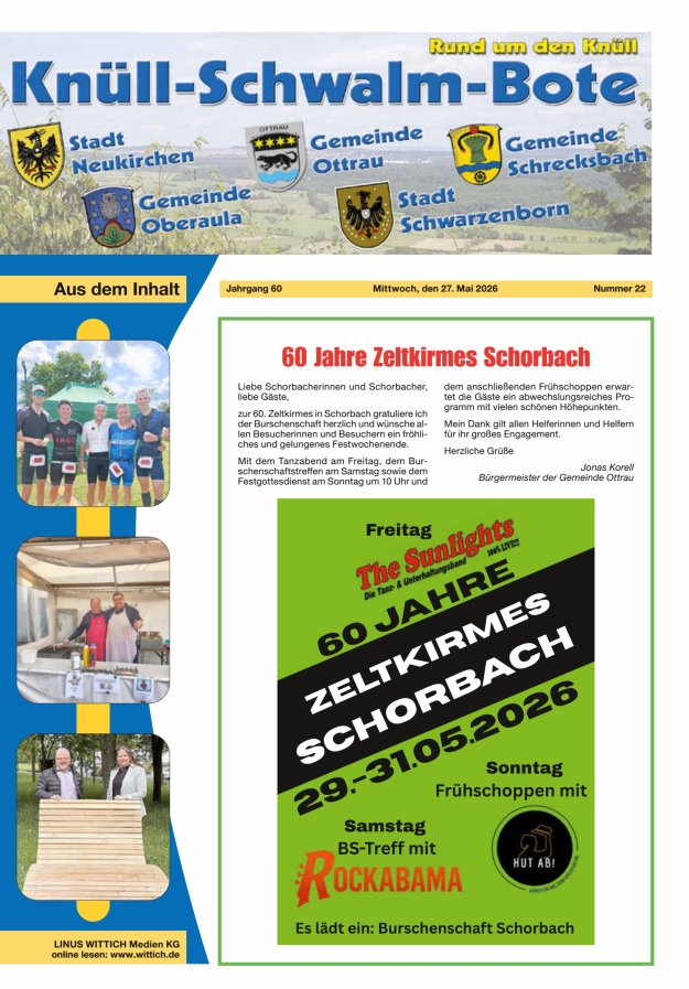 Knüll-Schwalm-Bote Titelblatt 22/2026
