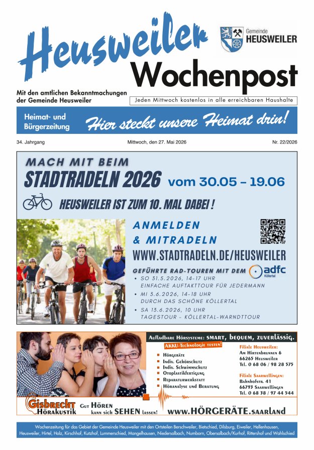 Heusweiler Wochenpost Titelblatt 22/2026