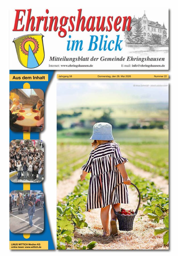 Mitteilungsblatt der Gemeinde Ehringshausen Titelblatt 22/2026