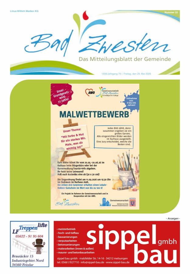 Heimatzeitung Bad Zwesten Titelblatt 22/2026