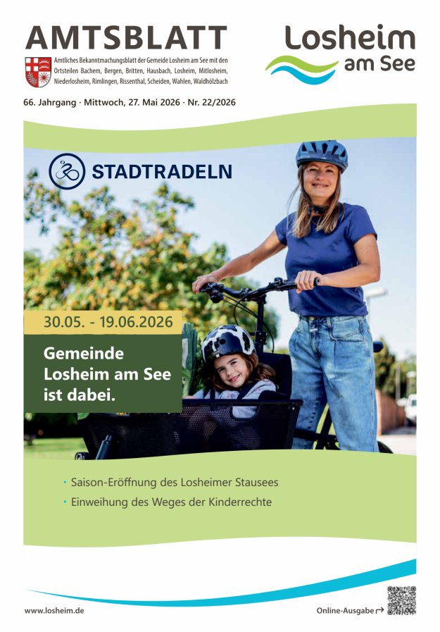 Amtliches Bekanntmachungsblatt der Gemeinde Losheim am See Titelblatt 22/2026