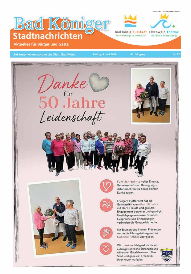 Bad Königer Stadtnachrichten und Badeblatt Titelblatt 23/2026
