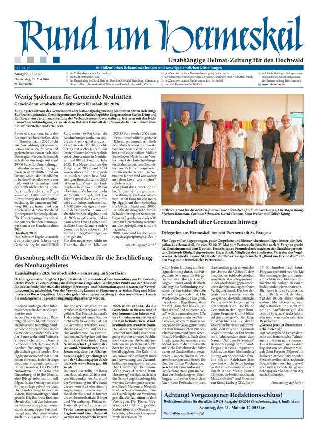 Rund um Hermeskeil Titelblatt 22/2026