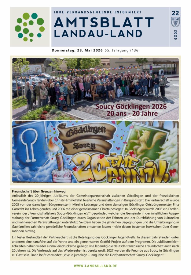 Amtsblatt VG Landau-Land Titelblatt 22/2026
