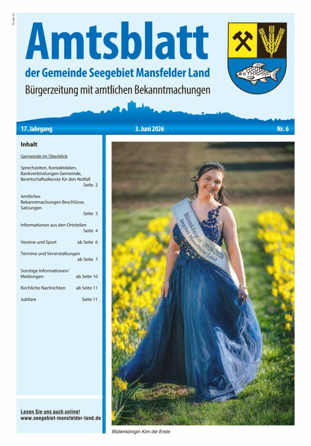 Amtsblatt der Gemeinde Seegebiet Mansfelder Land Titelblatt 06/2026