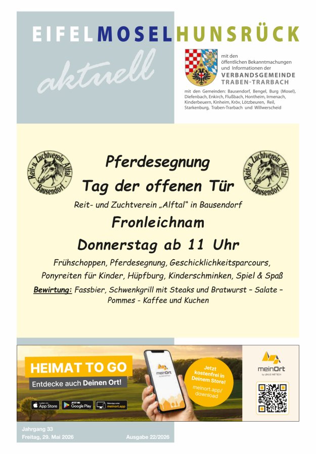 Eifel-Mosel-Hunsrück aktuell VG Traben-Trarbach Titelblatt 22/2026