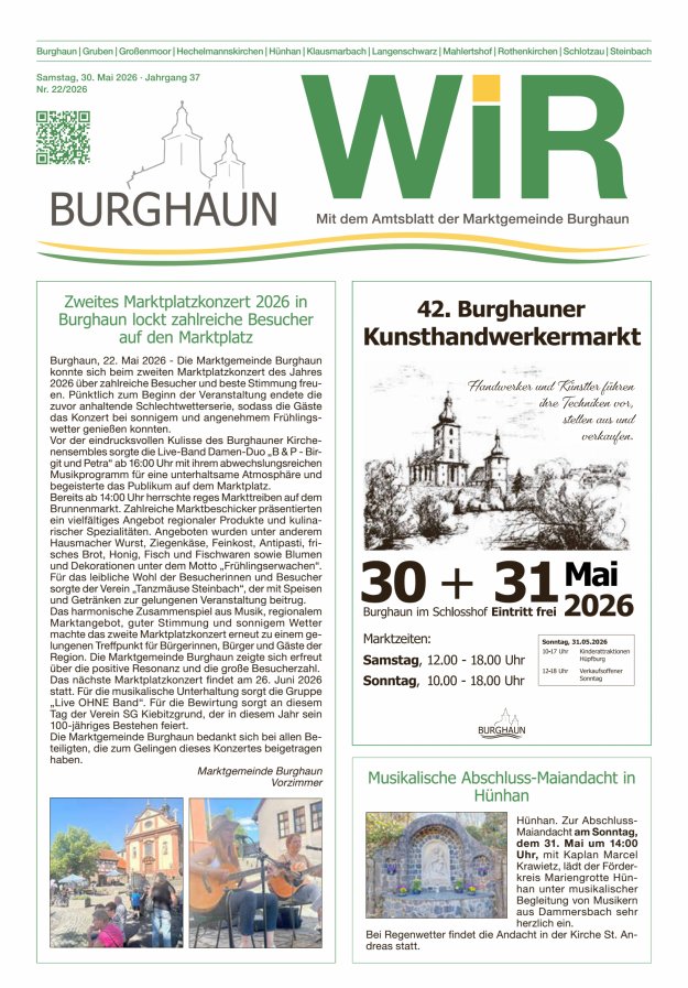 WIR - mit Amtsblatt der Marktgemeinde Burghaun Titelblatt 22/2026
