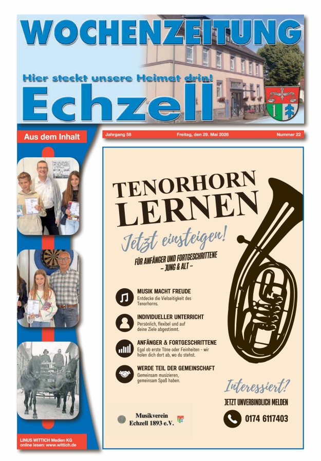Wochenzeitung für die Gemeinde Echzell Titelblatt 22/2026