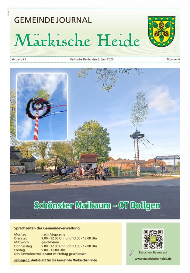 Gemeindejournal Märkische Heide – Amtsblatt für die Gemeinde Märkische Heide Titelblatt 06/2026