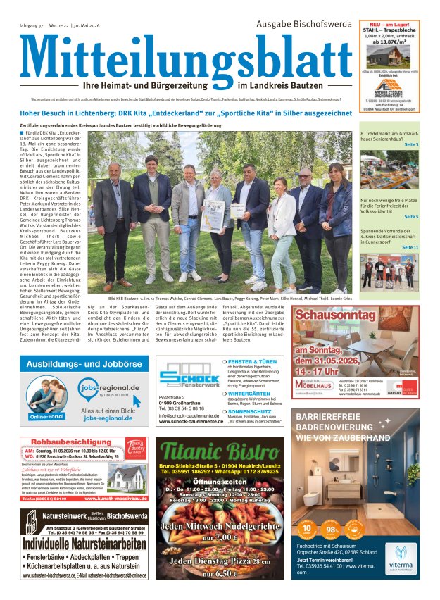 Mitteilungsblatt LK Bautzen Ausgabe Bischofswerda Titelblatt 21/2026