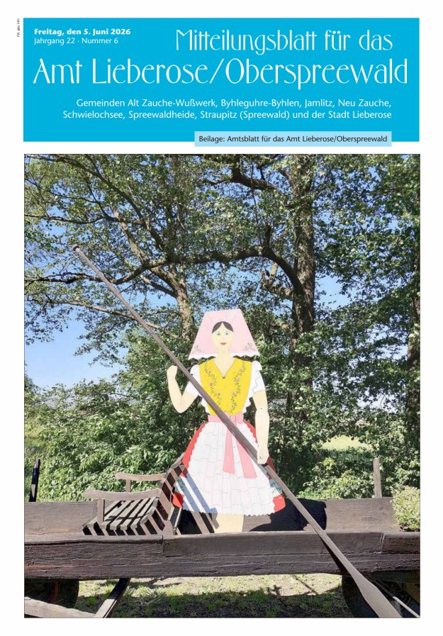 Mitteilungsblatt – Amtsblatt für das Amt Lieberose/Oberspreewald Titelblatt 06/2026