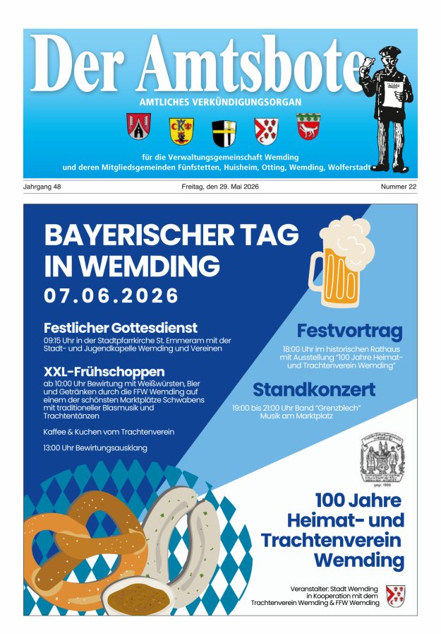 Der Amtsbote - Wemding Verwaltungsgemeinschaft Titelblatt 22/2026