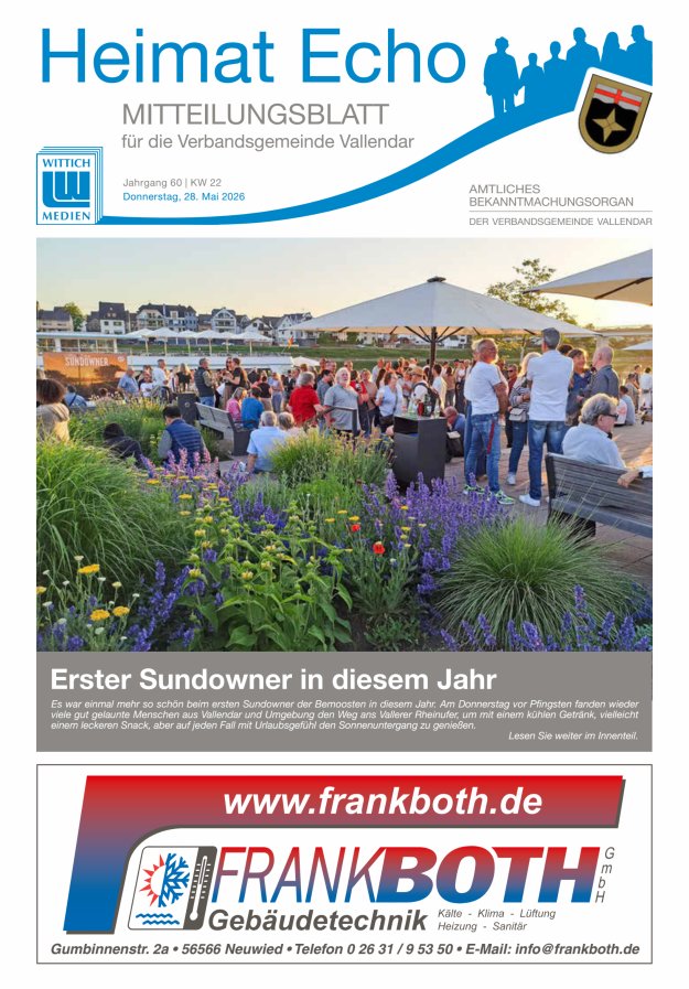 Heimat-Echo - Heimat- und Bürgerzeitung Verbandsgemeinde Vallendar Titelblatt 22/2026