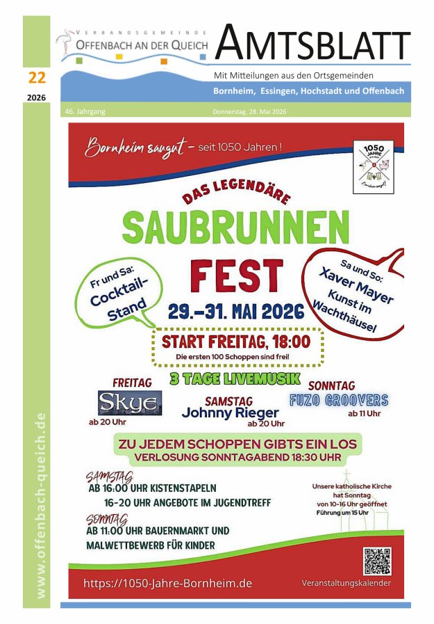 Amtsblatt VG Offenbach an der Queich Titelblatt 22/2026