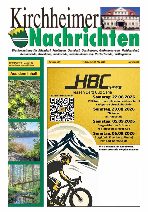 Kirchheimer Nachrichten Titelblatt 22/2026