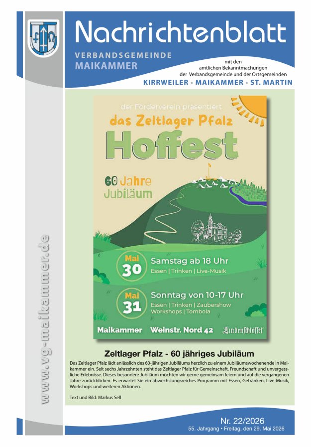 Nachrichtenblatt VG Maikammer Titelblatt 22/2026