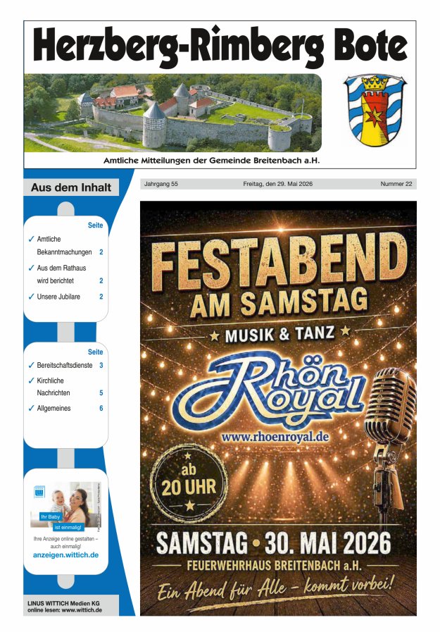Herzberg-Rimberg Bote Titelblatt 22/2026