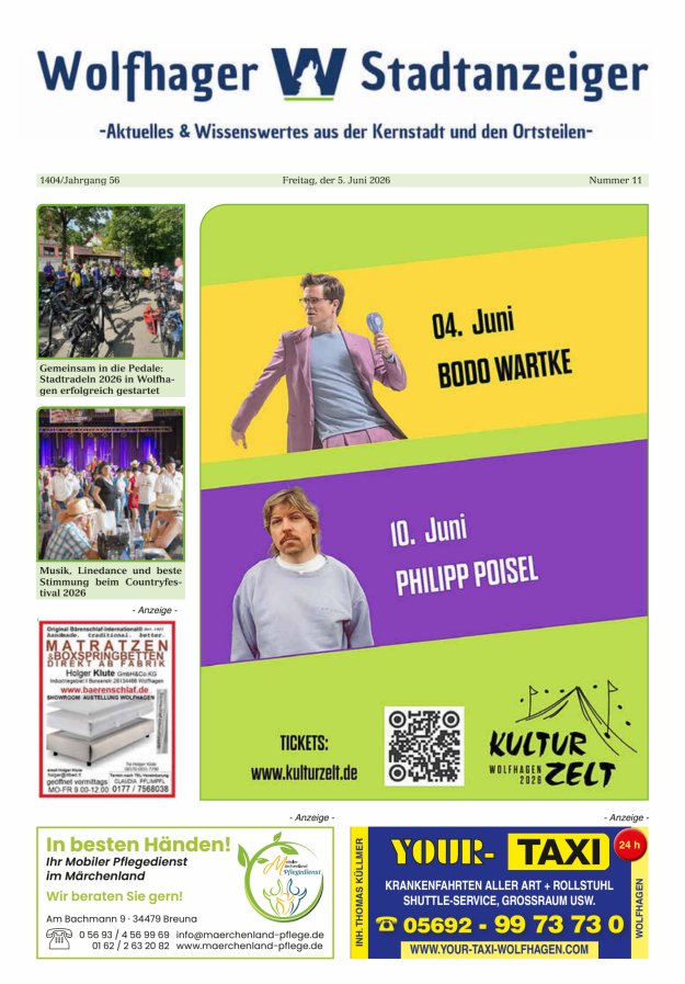 Wolfhager Stadtanzeiger Titelblatt 11/2026