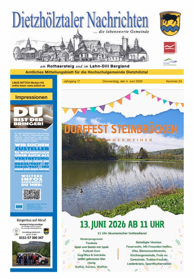 Dietzhölztaler Nachrichten Titelblatt 23/2026