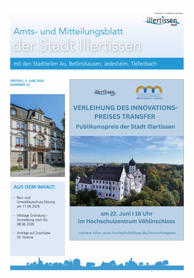 Amts- und Mitteilungsblatt Stadt Illertissen Titelblatt 23/2026