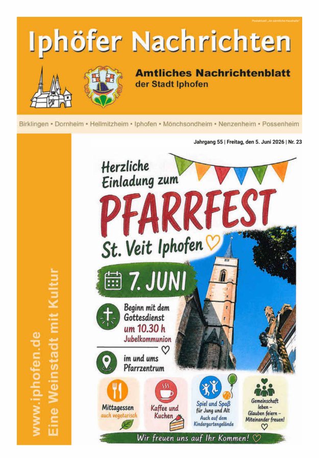Iphöfer Nachrichten Titelblatt 23/2026