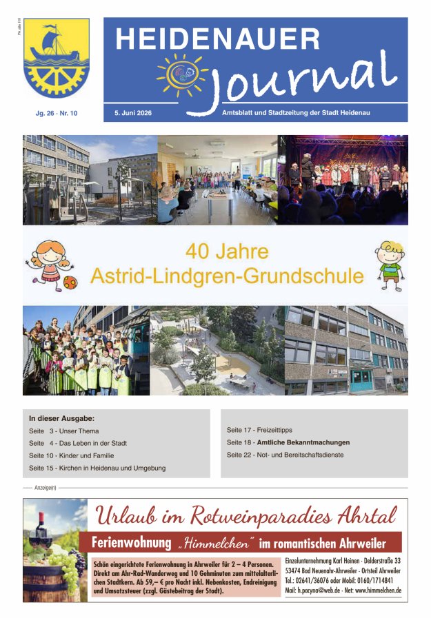 Heidenauer Journal - Amtsblatt und Stadtzeitung der Stadt Heidenau Titelblatt 10/2026